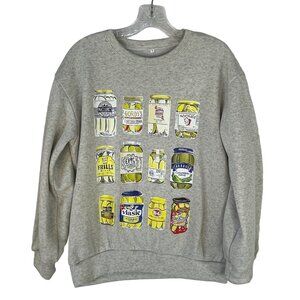 Choove Womens Pickle Jar Print Sweatshirt Gray Size Small